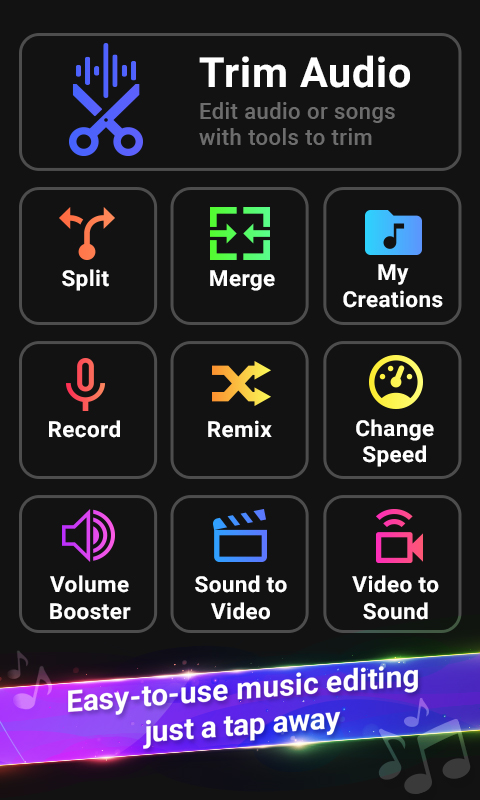 اسکرین شات 1 برنامه Edit Music - Audio Trim, merge