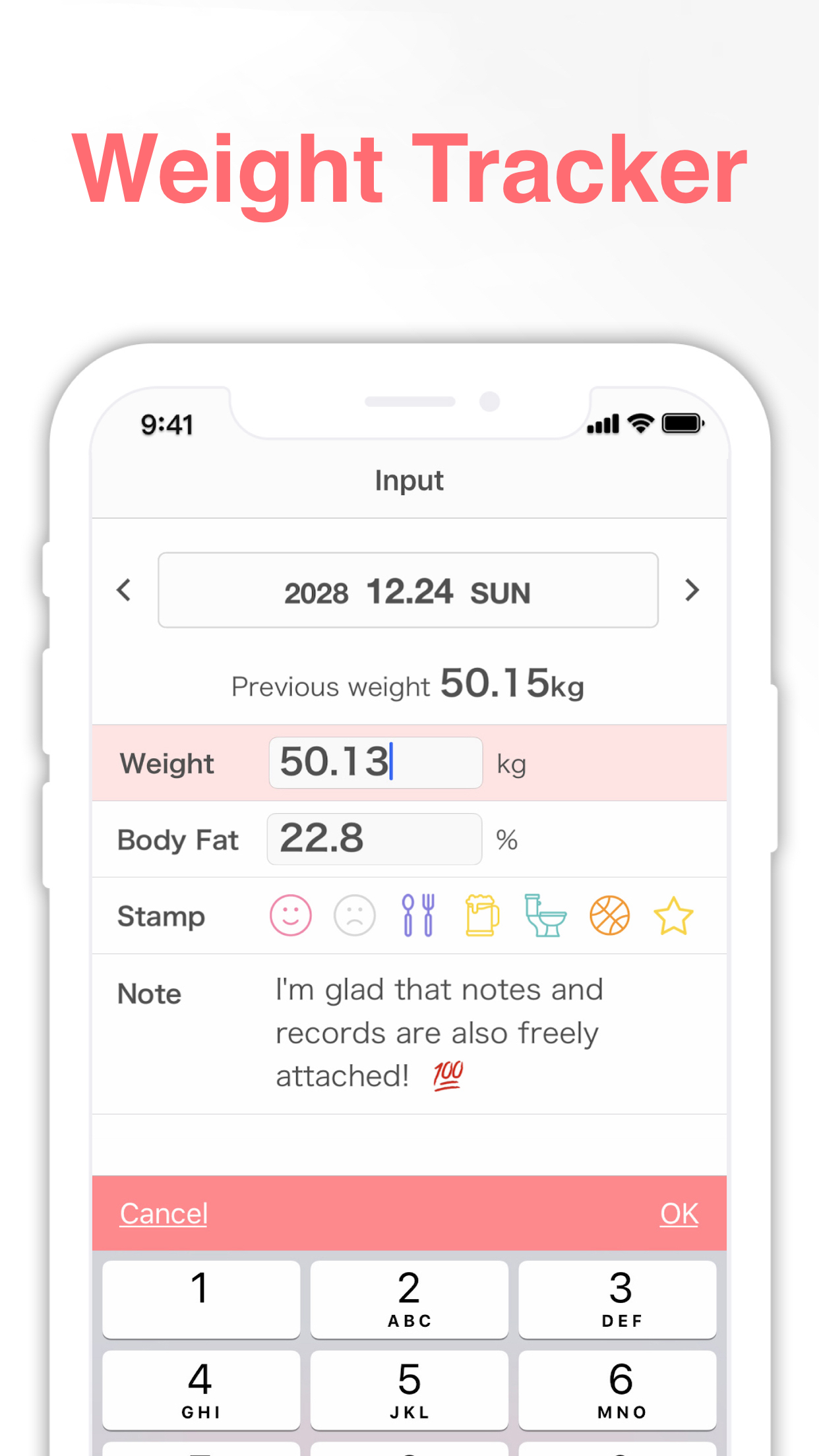 اسکرین شات 1 برنامه SmartDiet Daily Weight Tracker