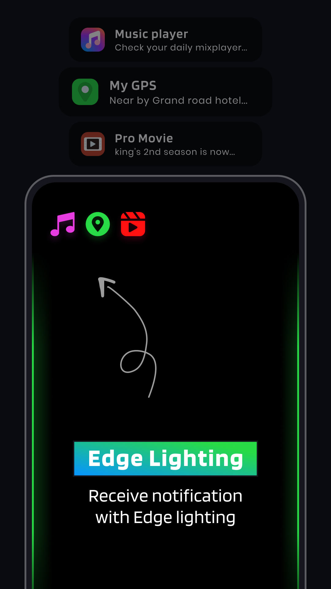 اسکرین شات 3 برنامه App Notification Edge Lighting