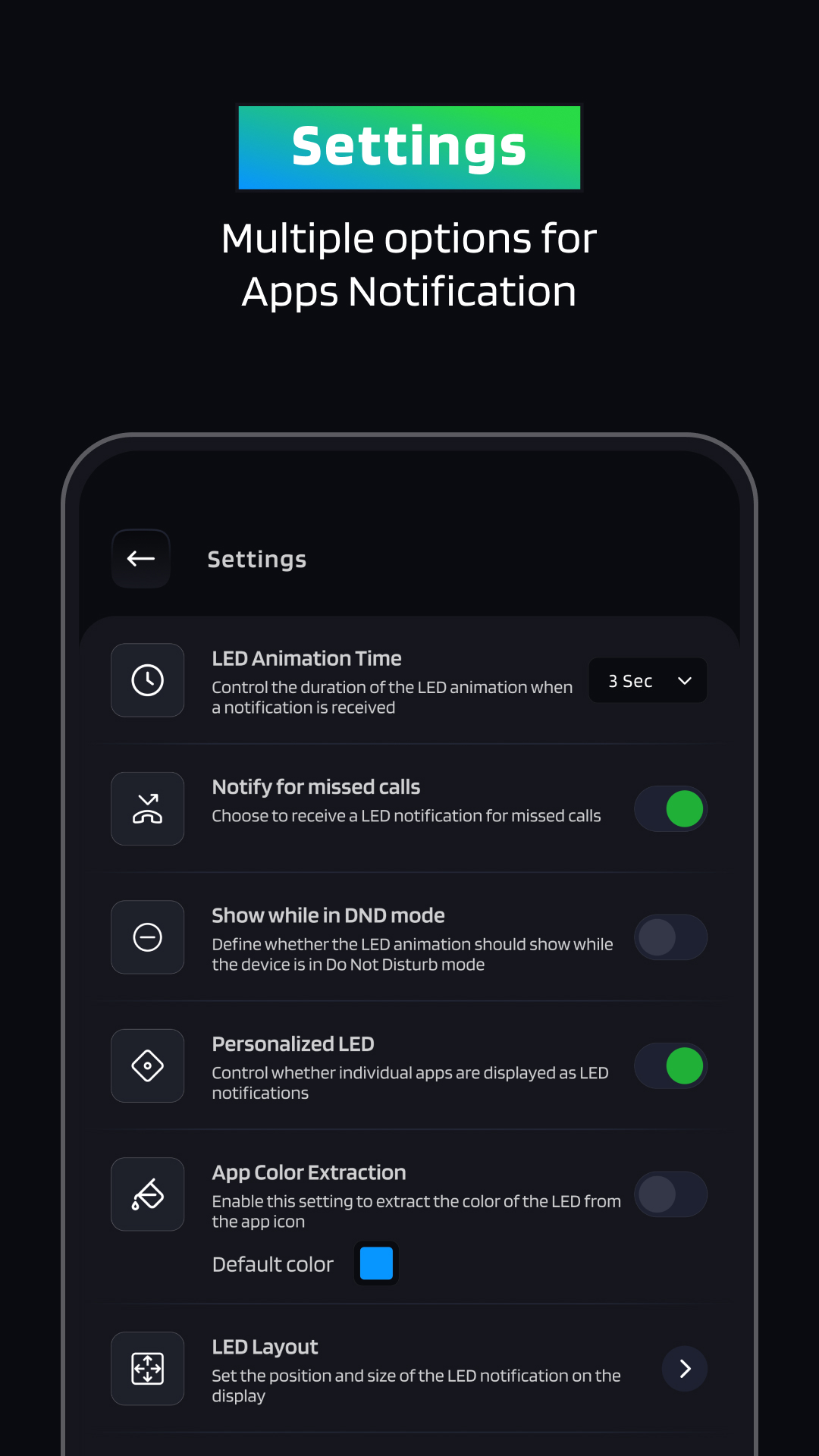 اسکرین شات 6 برنامه App Notification Edge Lighting