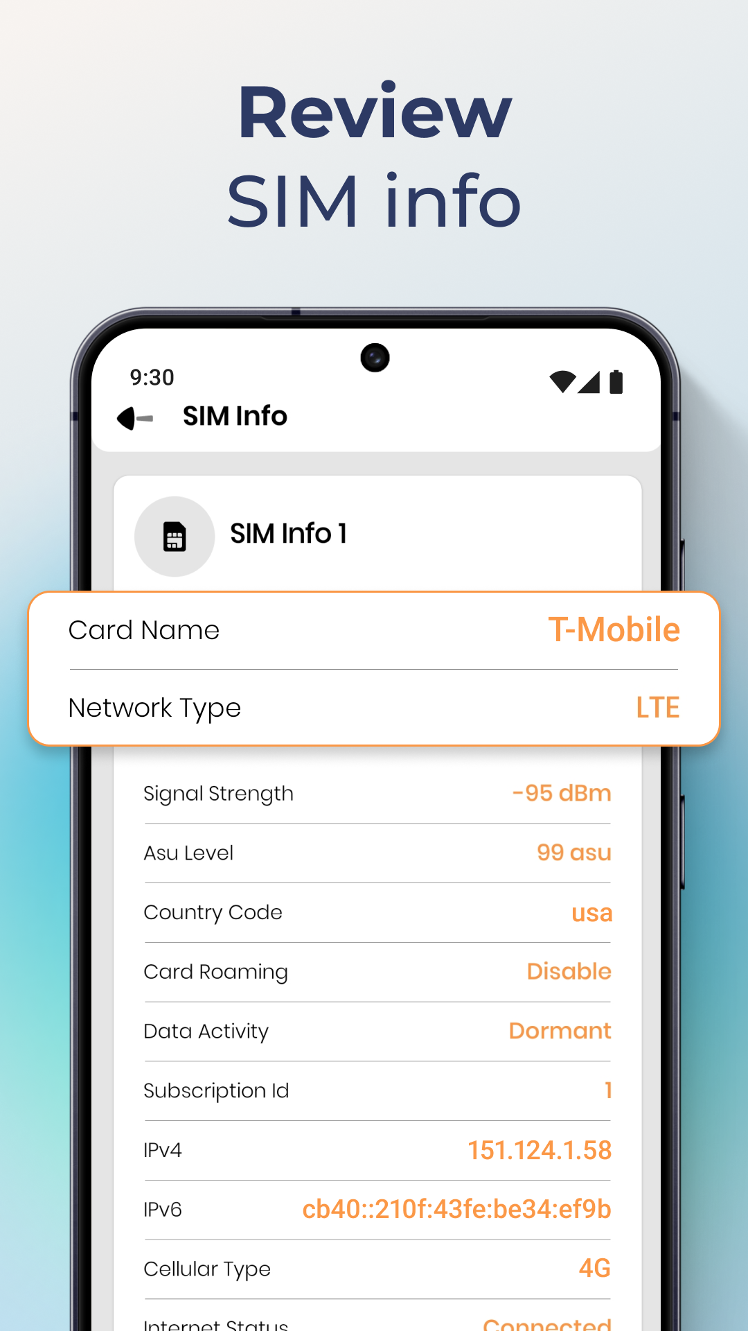 اسکرین شات 4 برنامه Network Wi-Fi Info & SIM Tools