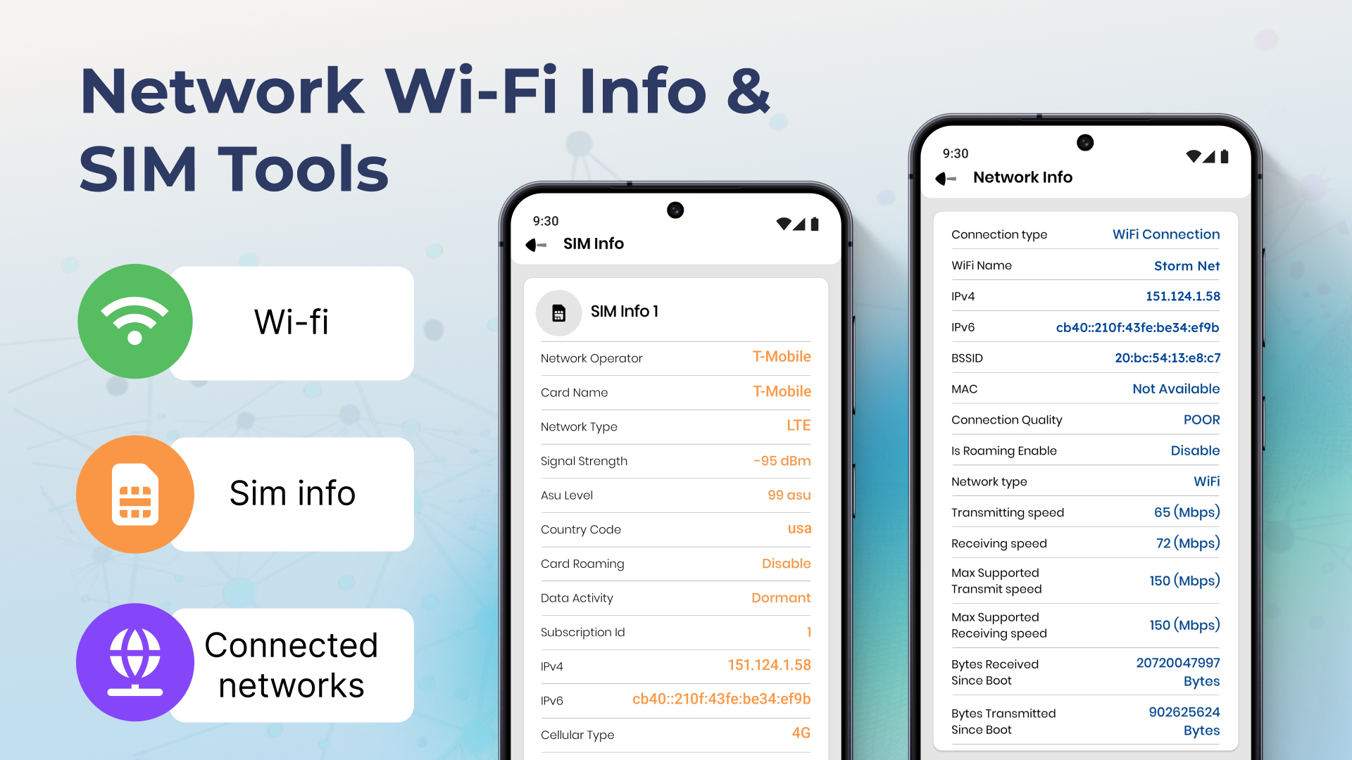 اسکرین شات 6 برنامه Network Wi-Fi Info & SIM Tools
