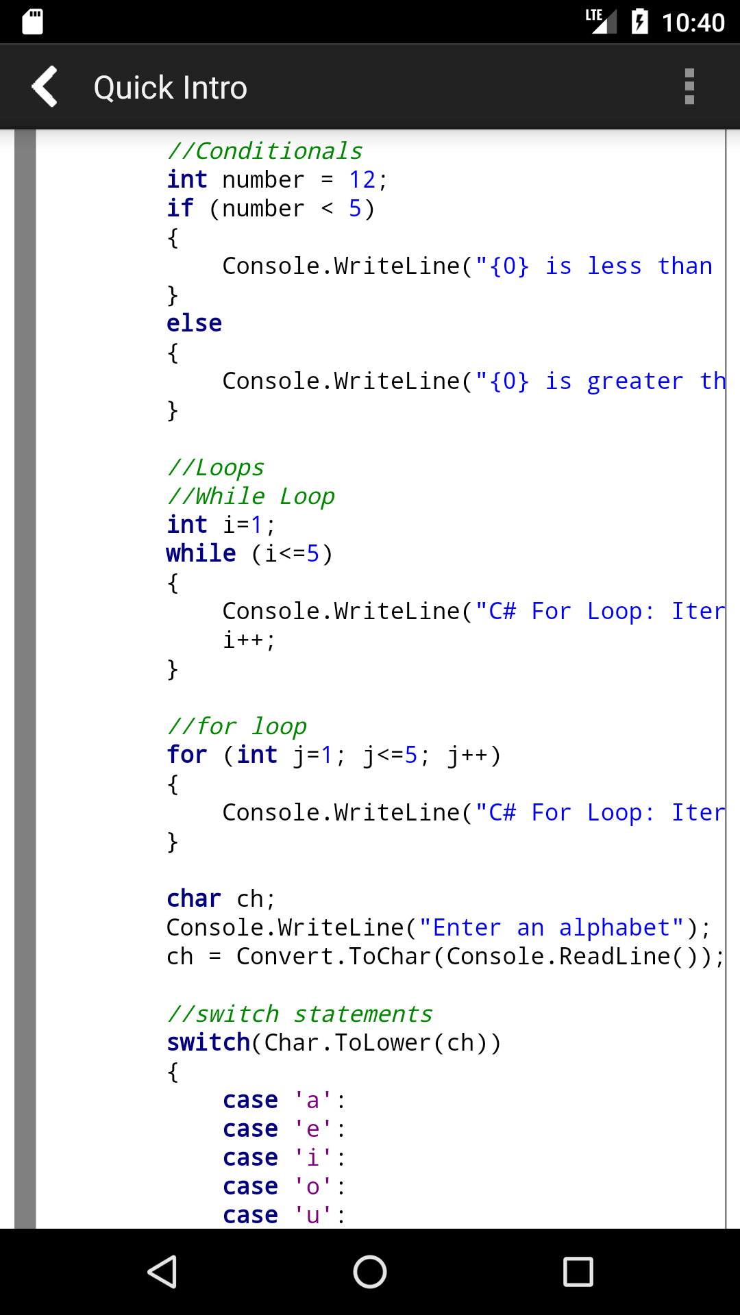 اسکرین شات 4 برنامه C# Programming Compiler