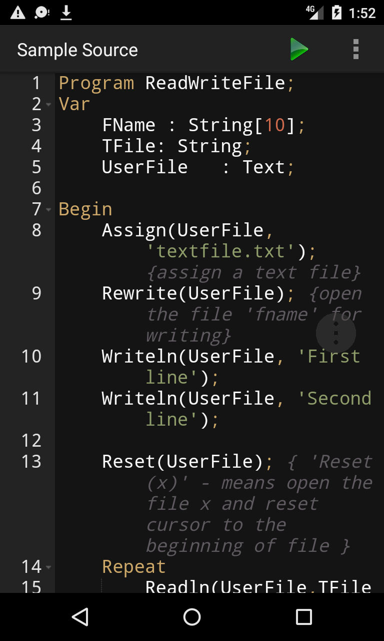 اسکرین شات 1 برنامه Pascal Programming Compiler