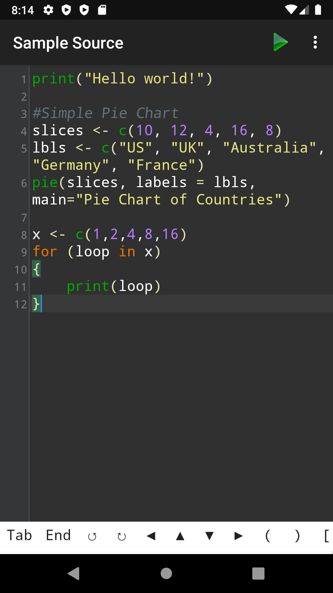 اسکرین شات 1 برنامه R Programming Compiler