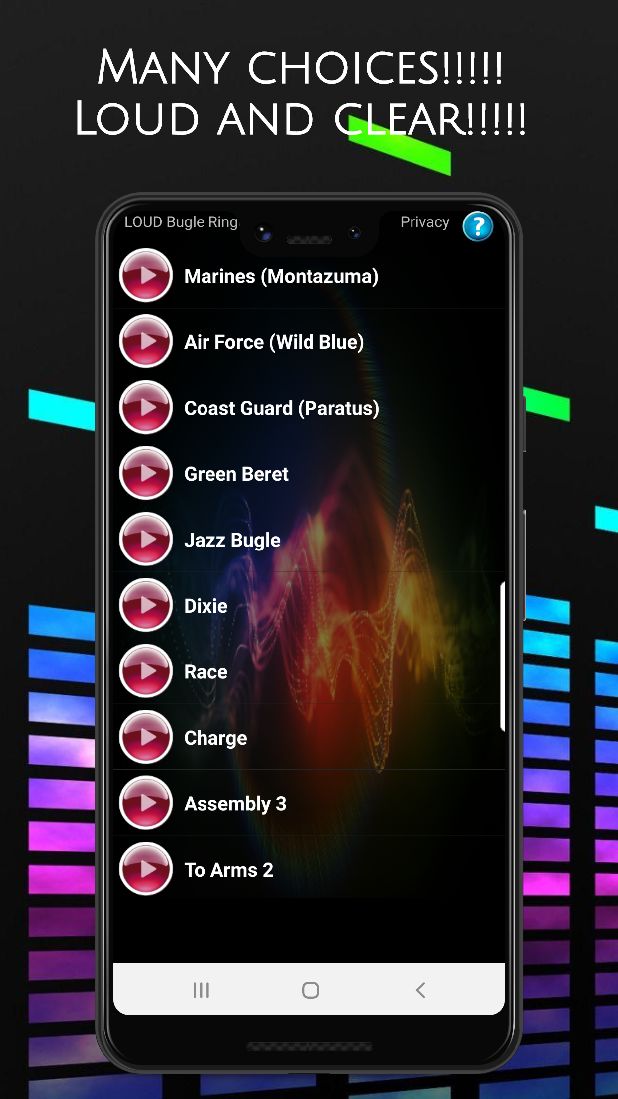 اسکرین شات 5 برنامه LOUD Bugle Ringtones