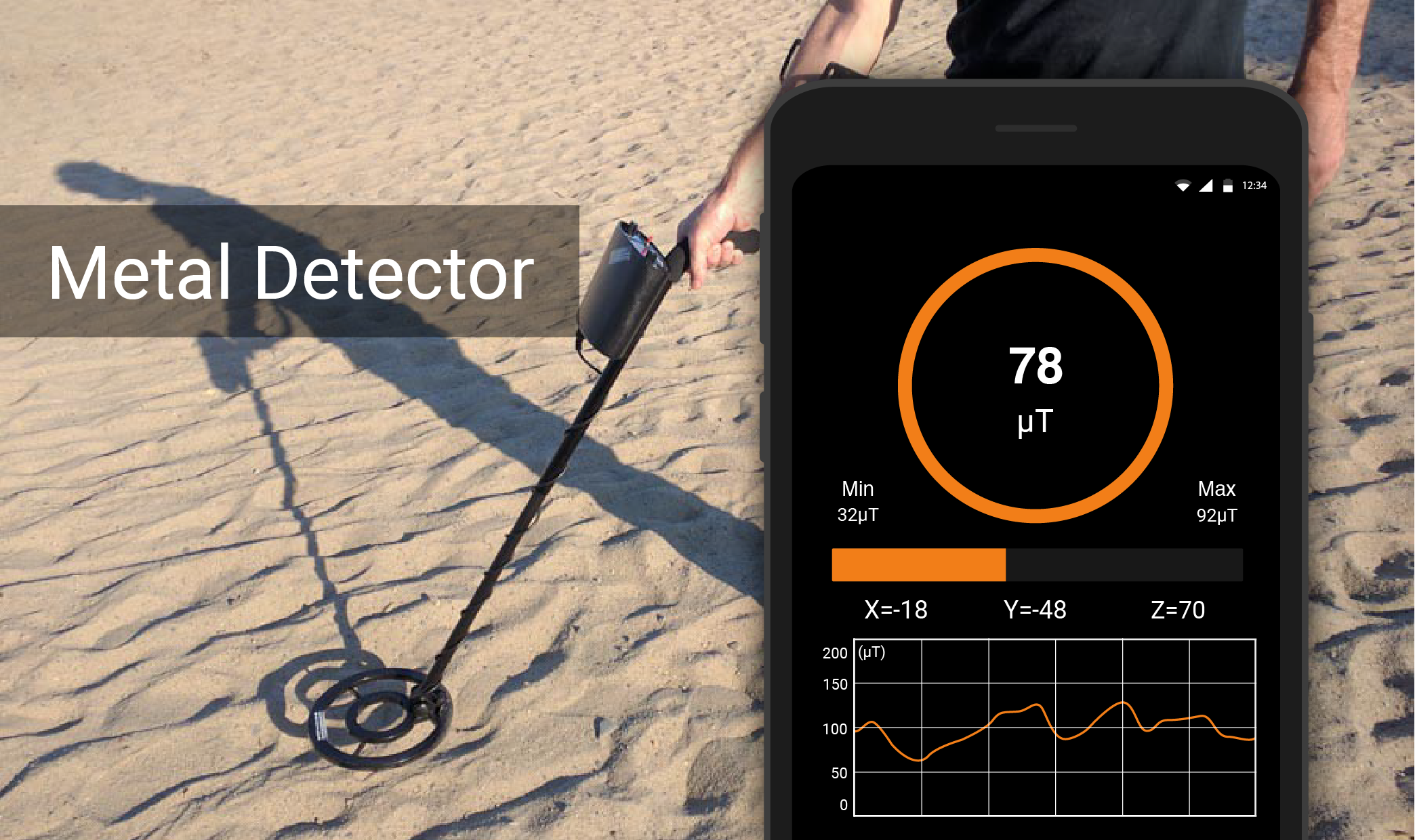 اسکرین شات 1 برنامه Metals Detector: EMF detector
