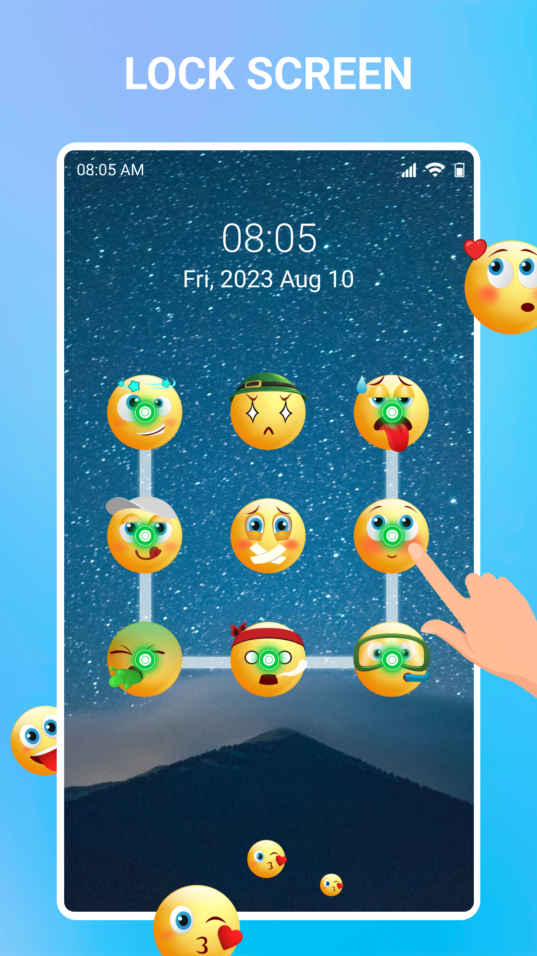 اسکرین شات 4 برنامه Emoji Lock Screen