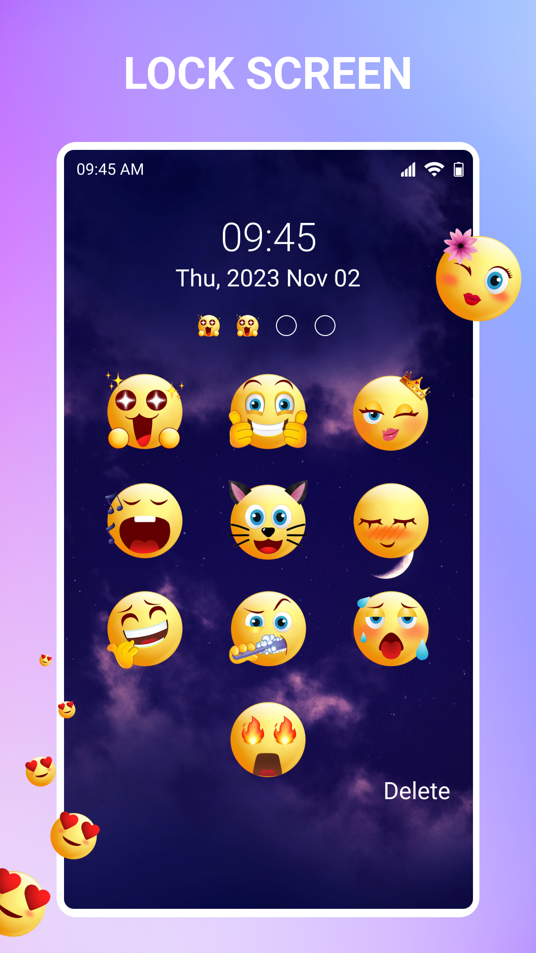 اسکرین شات 1 برنامه Emoji Lock Screen