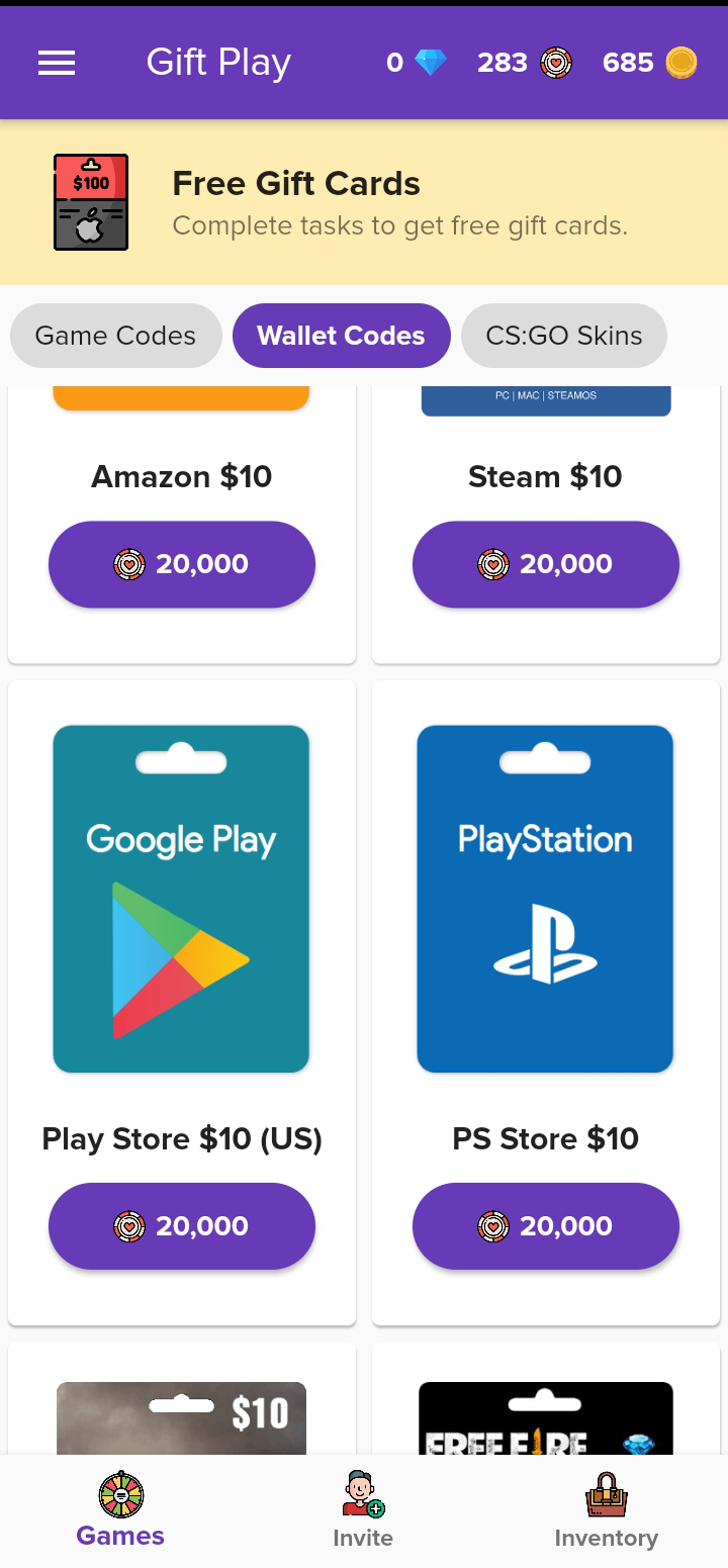 اسکرین شات 3 برنامه Gift Play - Earn Game Codes
