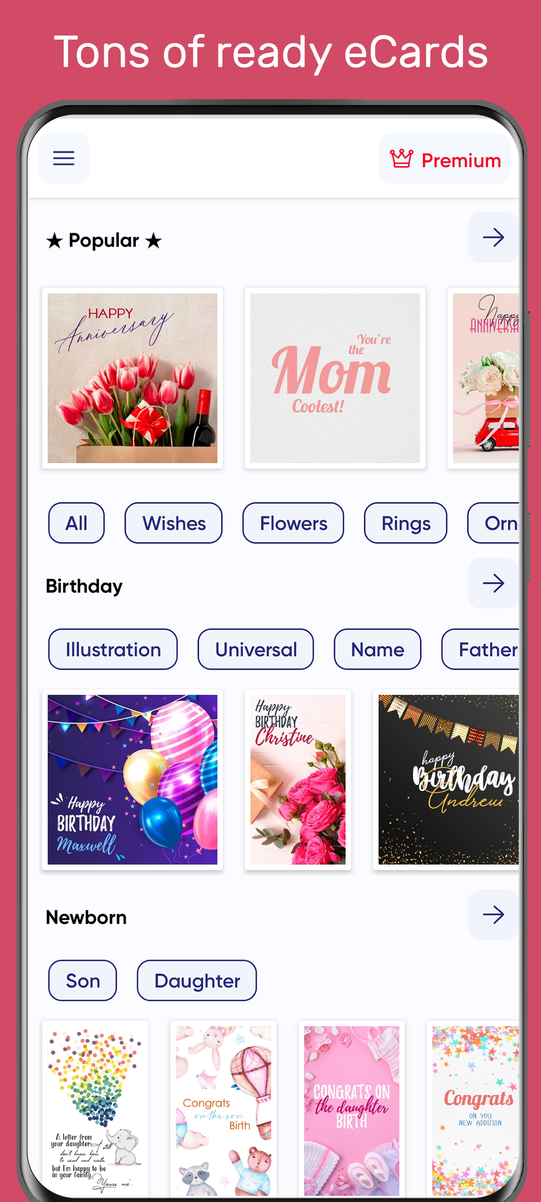 اسکرین شات 1 برنامه eCards: Greeting card maker!