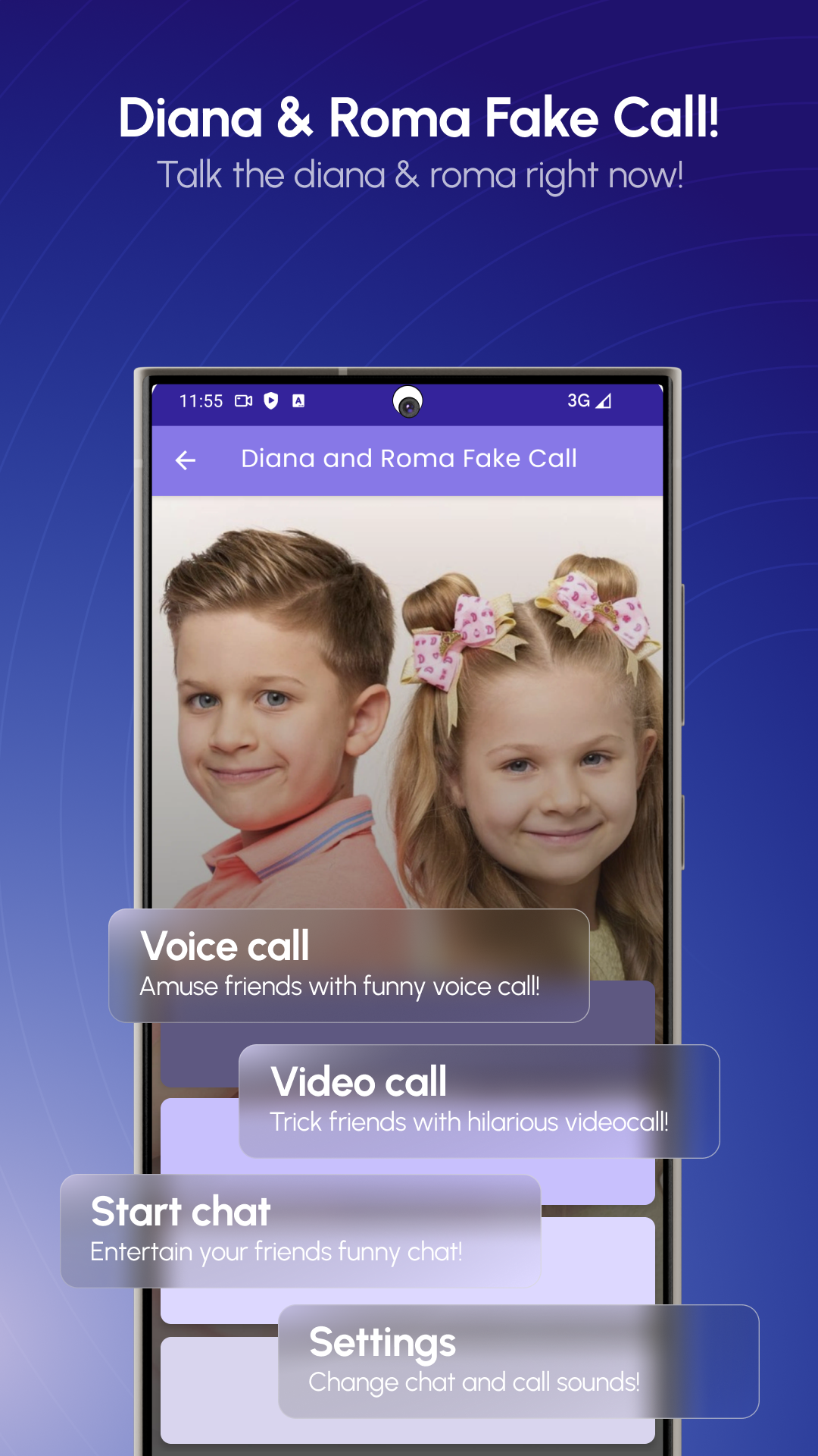 اسکرین شات 1 برنامه Diana and Roma Fake Video Call
