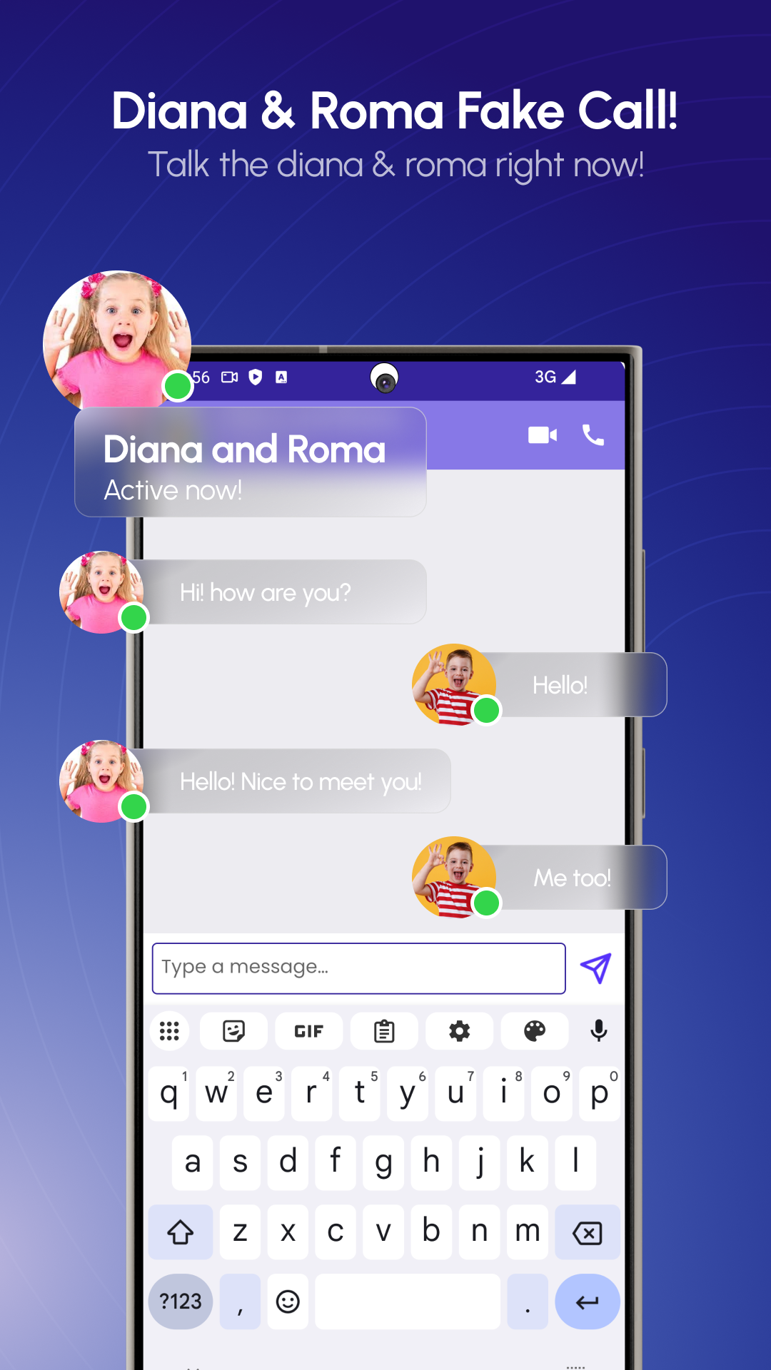 اسکرین شات 2 برنامه Diana and Roma Fake Video Call