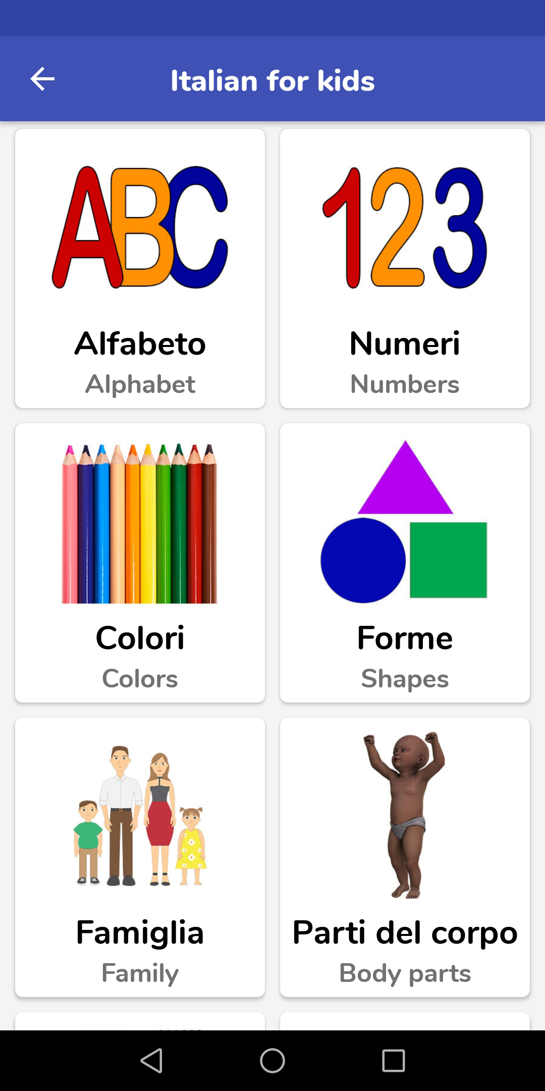 اسکرین شات 1 برنامه Italian for kids