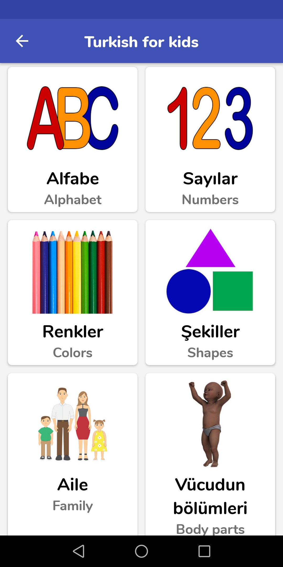 اسکرین شات 1 برنامه Turkish For Kids