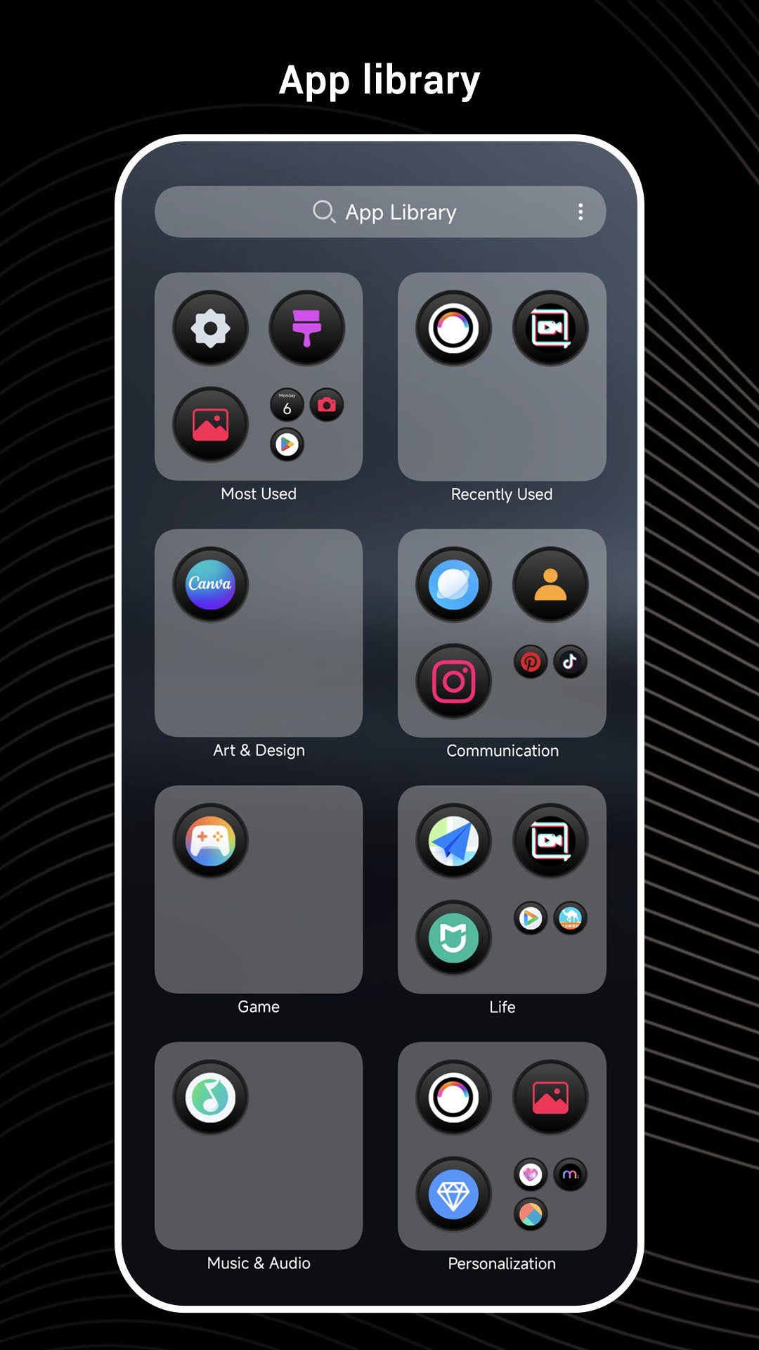 اسکرین شات 3 برنامه Black OS Launcher