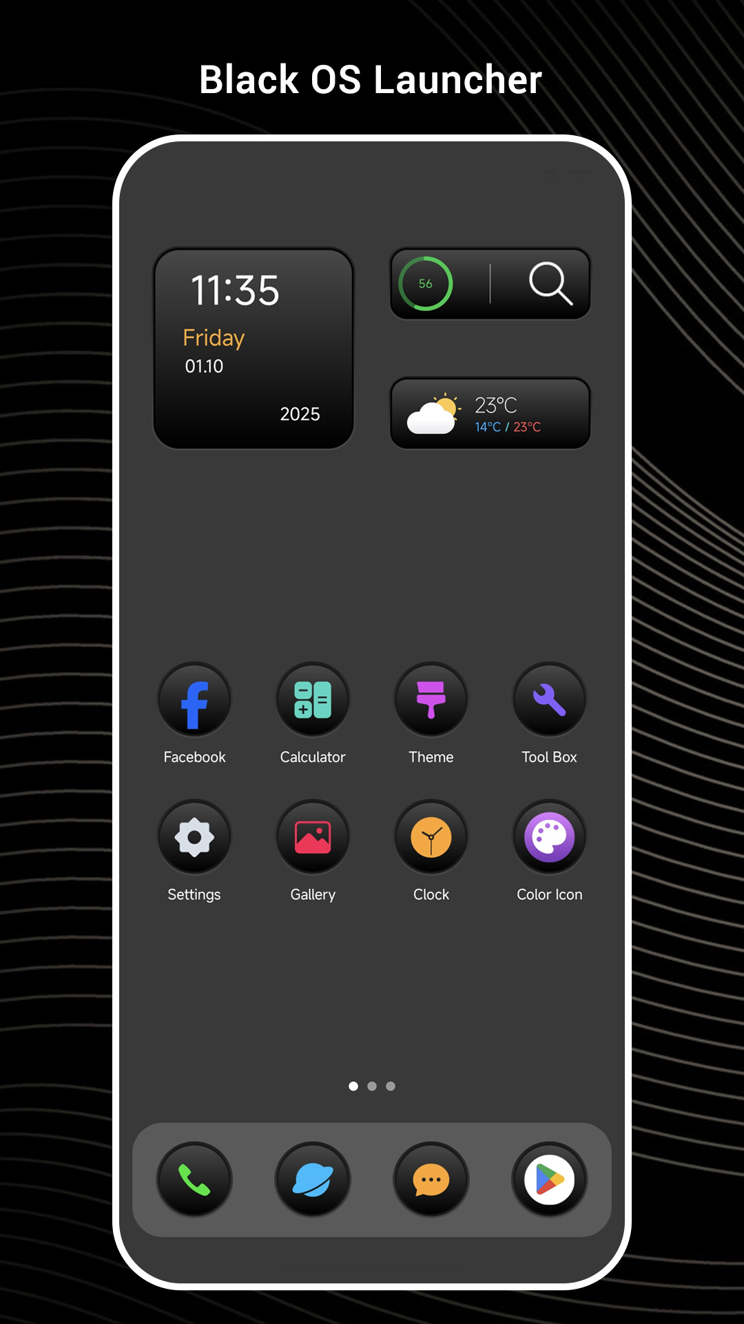 اسکرین شات 1 برنامه Black OS Launcher