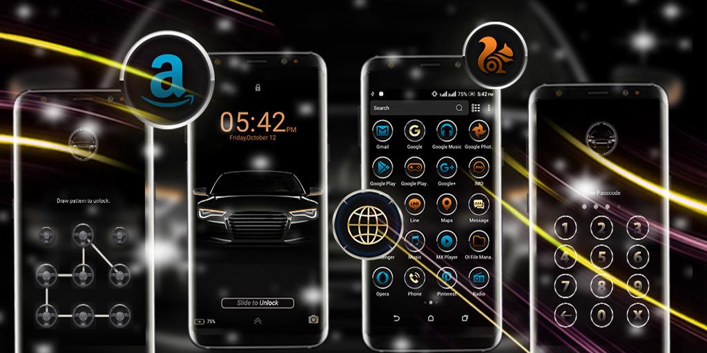 اسکرین شات 2 برنامه Black Car Launcher Theme
