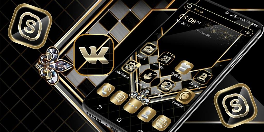اسکرین شات 2 برنامه Black Luxury Gold Theme