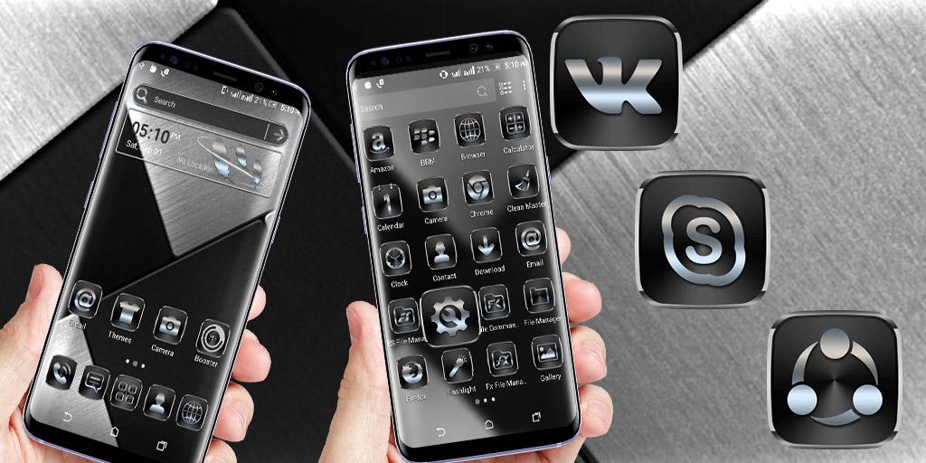 اسکرین شات 2 برنامه Black Silver Launcher Theme