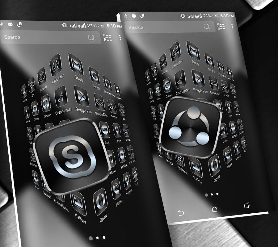 اسکرین شات 1 برنامه Black Silver Launcher Theme