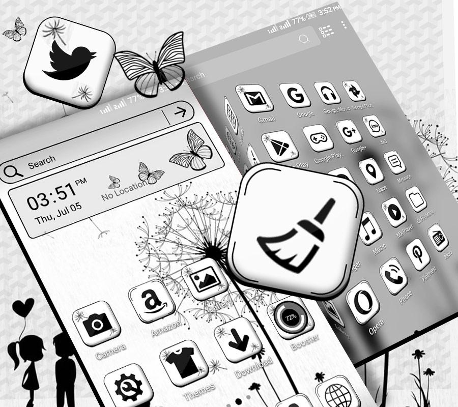 اسکرین شات 4 برنامه Black And White Launcher Theme