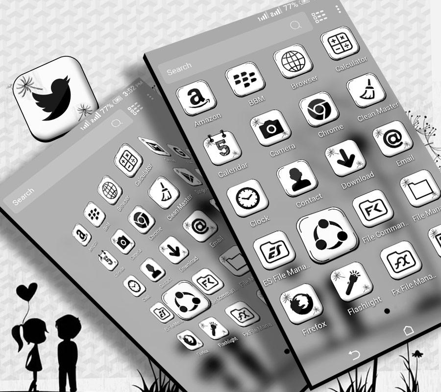 اسکرین شات 1 برنامه Black And White Launcher Theme
