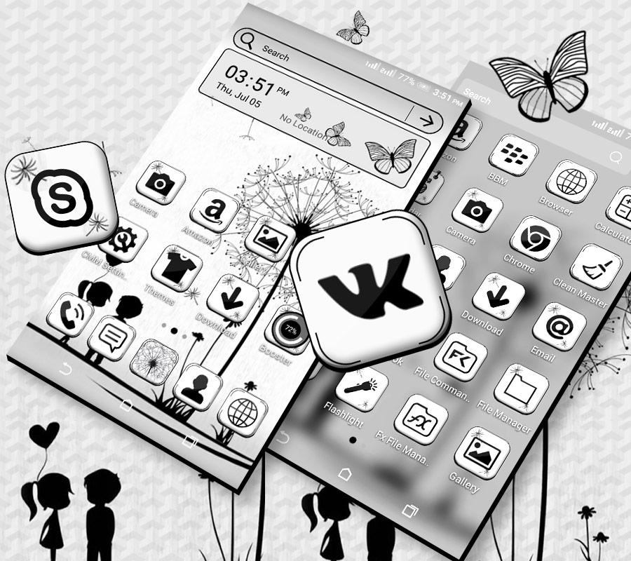 اسکرین شات 3 برنامه Black And White Launcher Theme