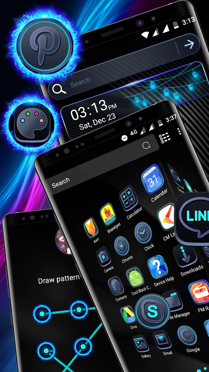 اسکرین شات 6 برنامه Cool Black Launcher Theme