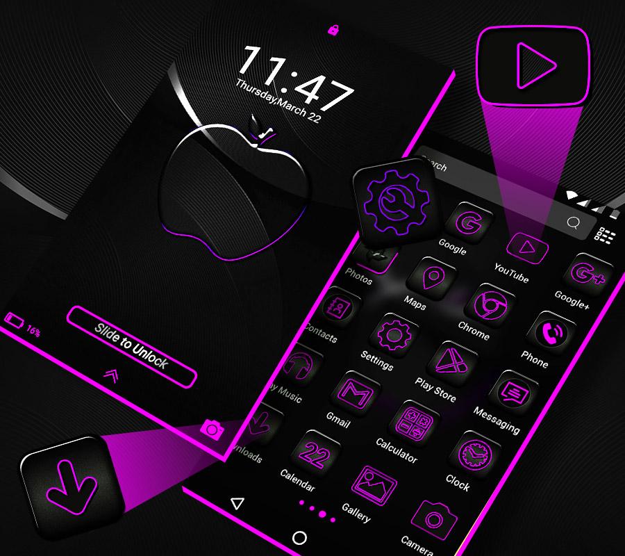 اسکرین شات 5 برنامه Crystal Black Apple Theme