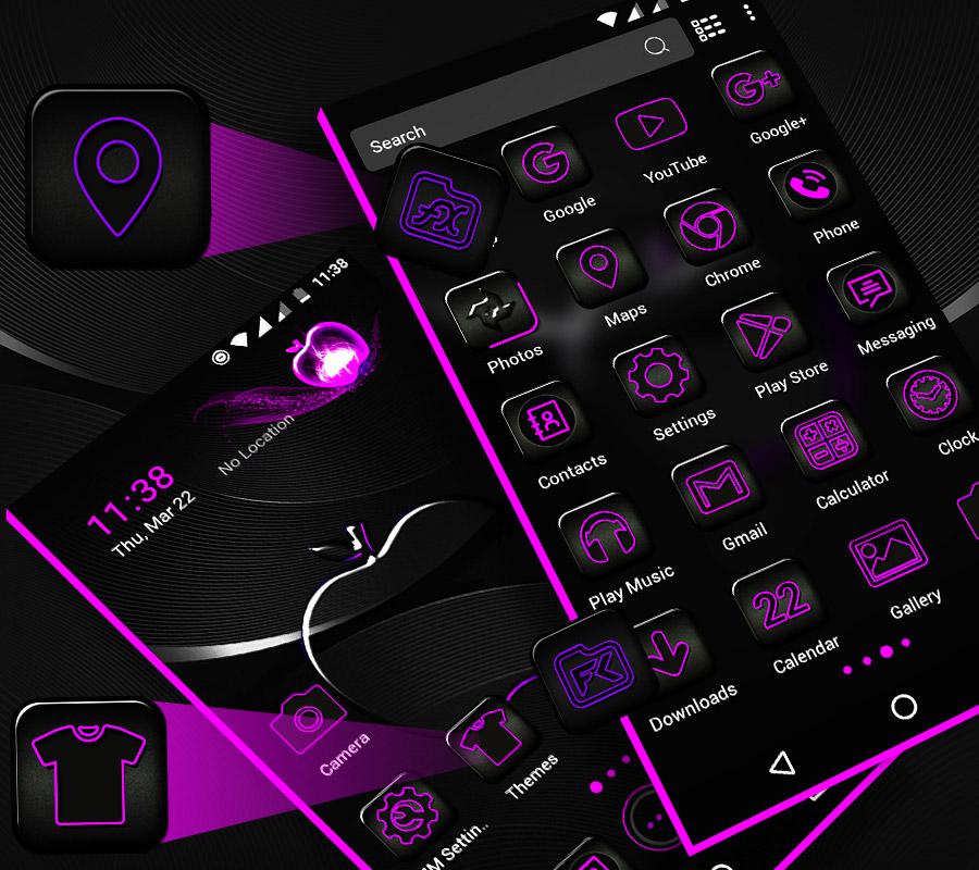 اسکرین شات 2 برنامه Crystal Black Apple Theme