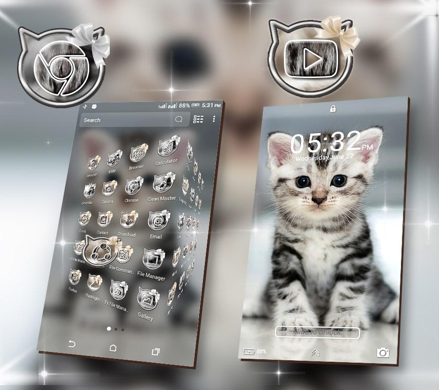اسکرین شات 3 برنامه Cute Cat Launcher Theme