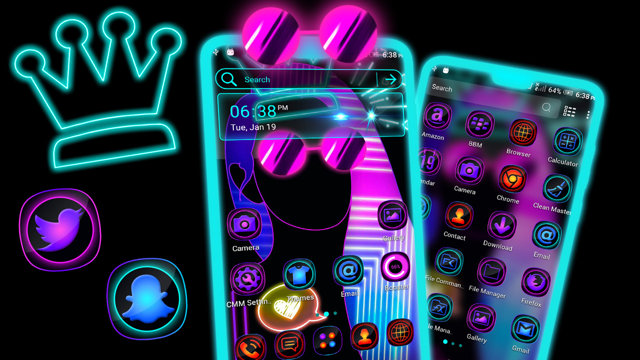 اسکرین شات 1 برنامه Dark Girly Launcher Theme