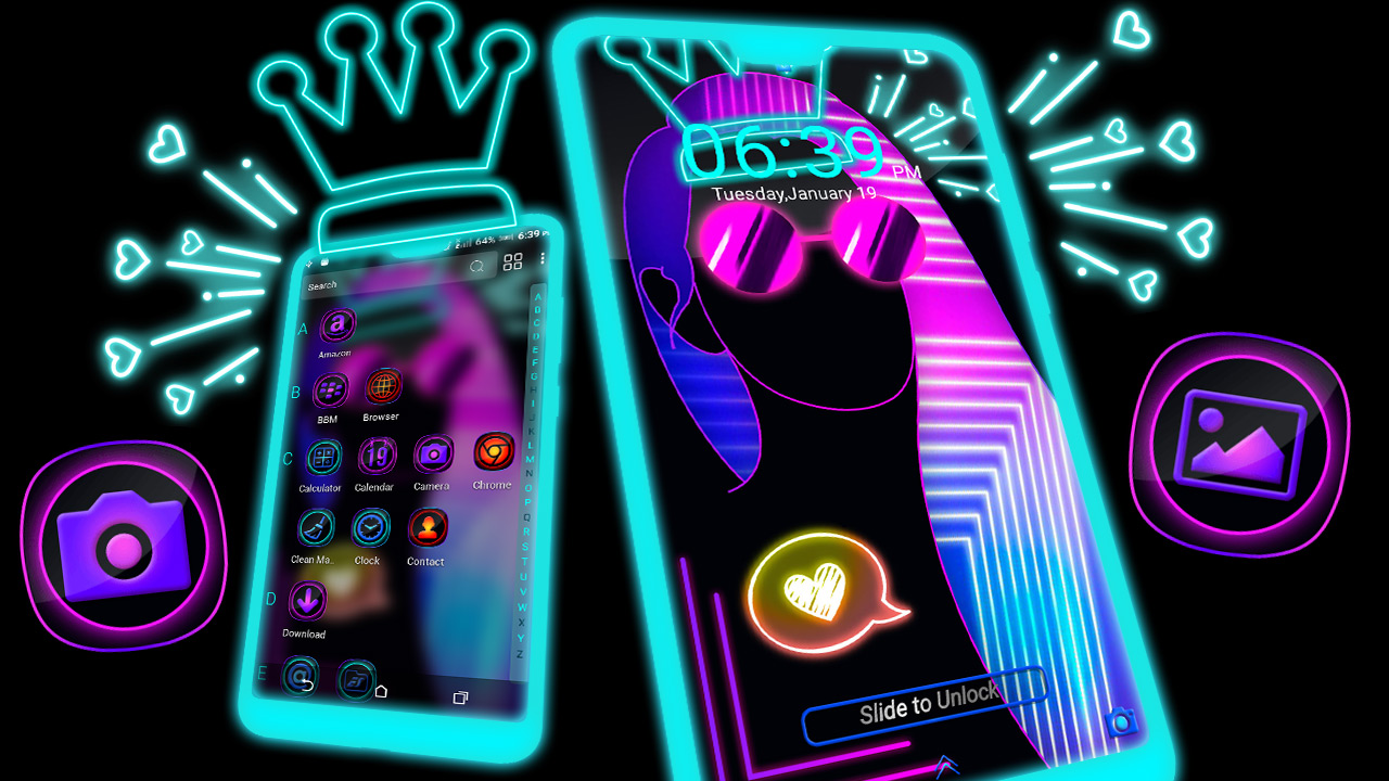 اسکرین شات 3 برنامه Dark Girly Launcher Theme
