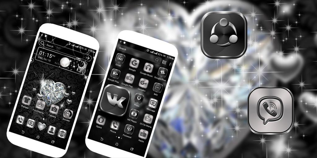 اسکرین شات 1 برنامه Diamond Heart Launcher Theme