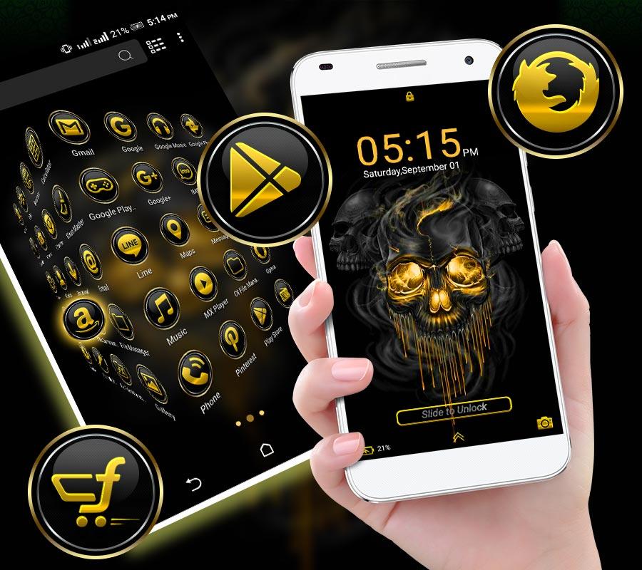 اسکرین شات 4 برنامه Gold Skull Launcher Theme