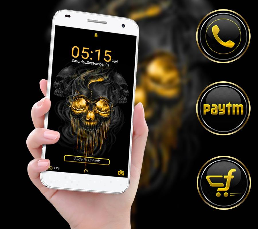 اسکرین شات 3 برنامه Gold Skull Launcher Theme