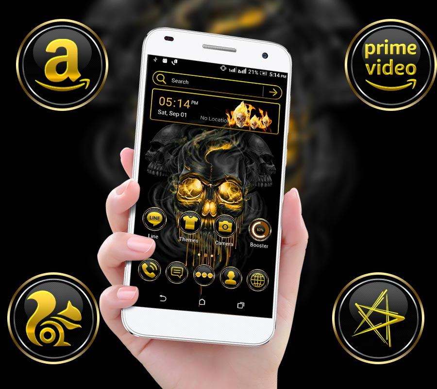 اسکرین شات 1 برنامه Gold Skull Launcher Theme