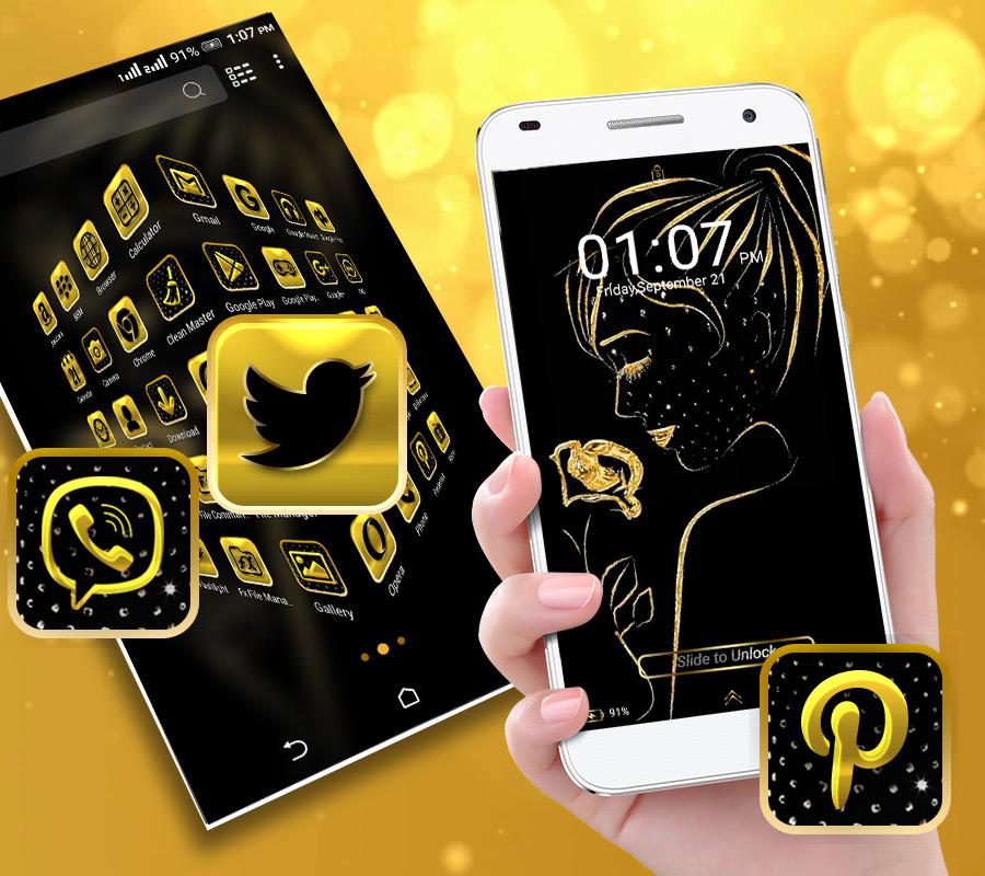 اسکرین شات 5 برنامه Golden Girl Launcher Theme