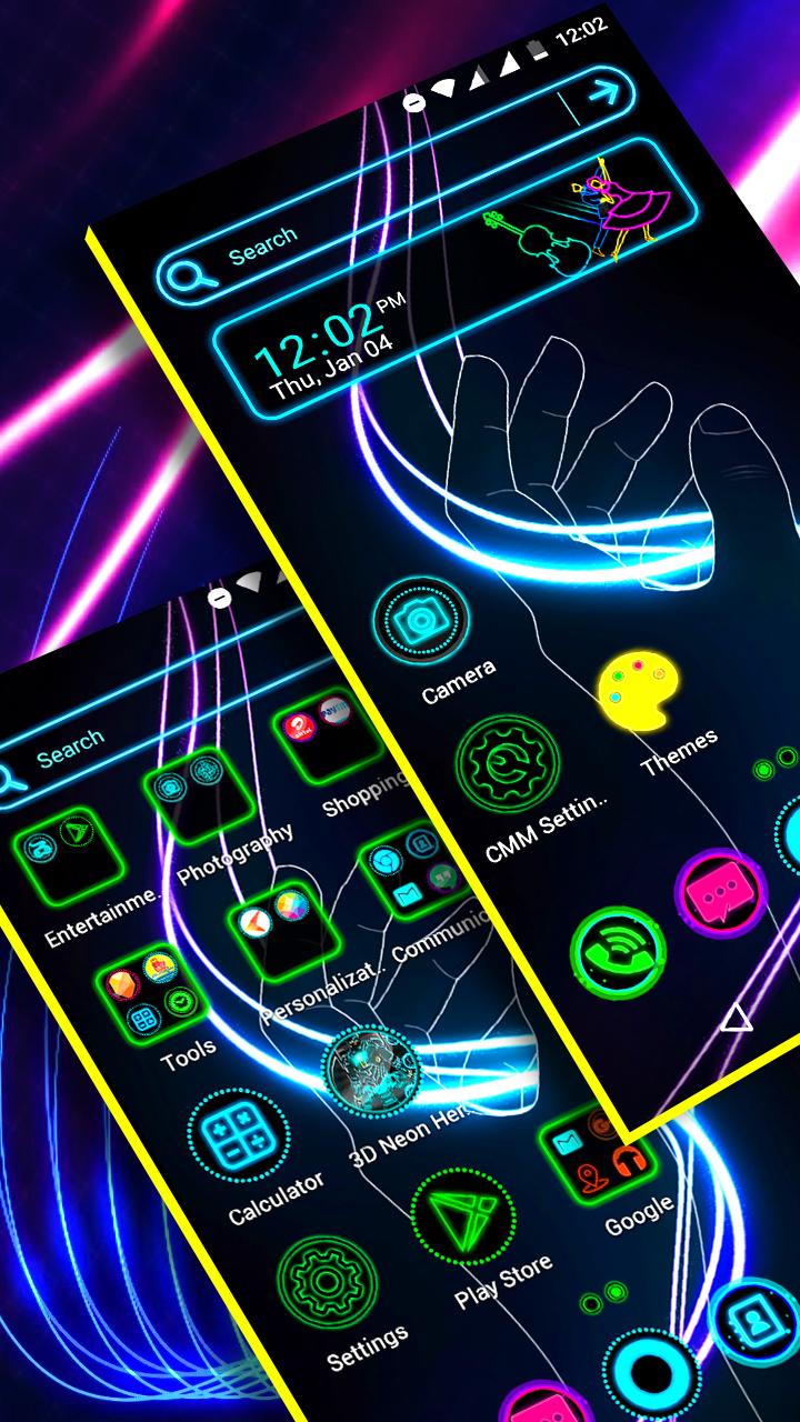 اسکرین شات 1 برنامه Neon Launcher Theme