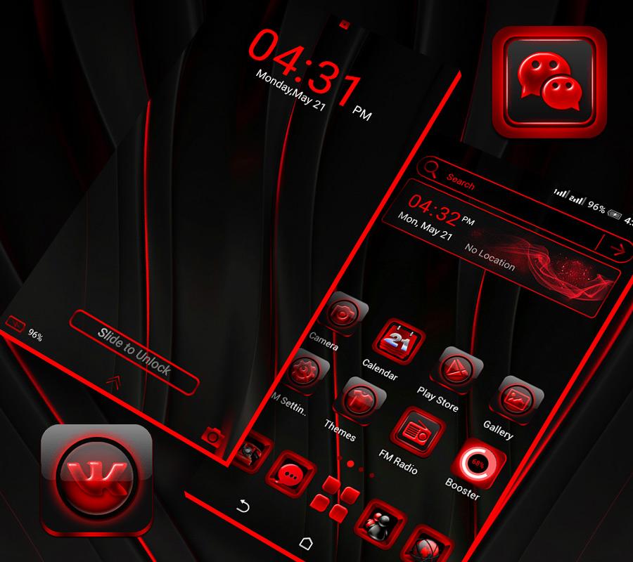اسکرین شات 6 برنامه Red Black Launcher Theme