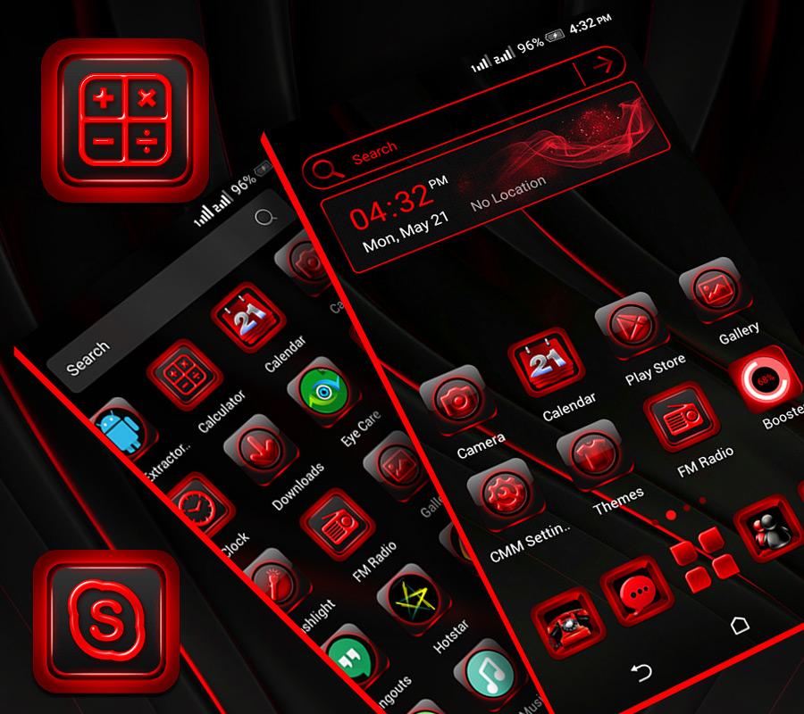 اسکرین شات 3 برنامه Red Black Launcher Theme