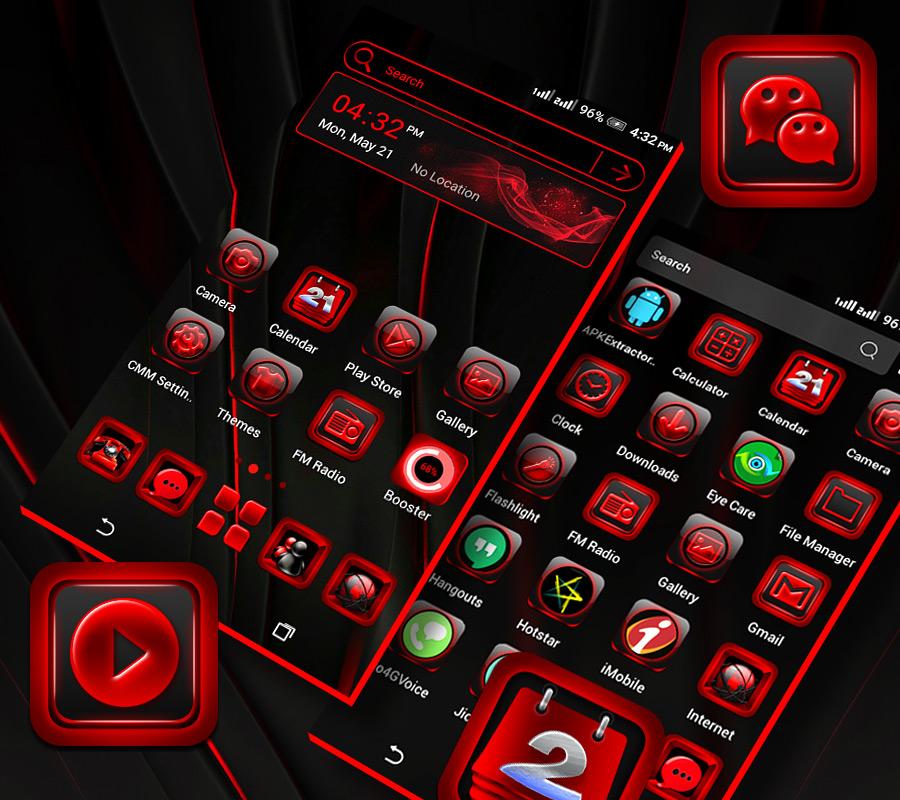 اسکرین شات 2 برنامه Red Black Launcher Theme