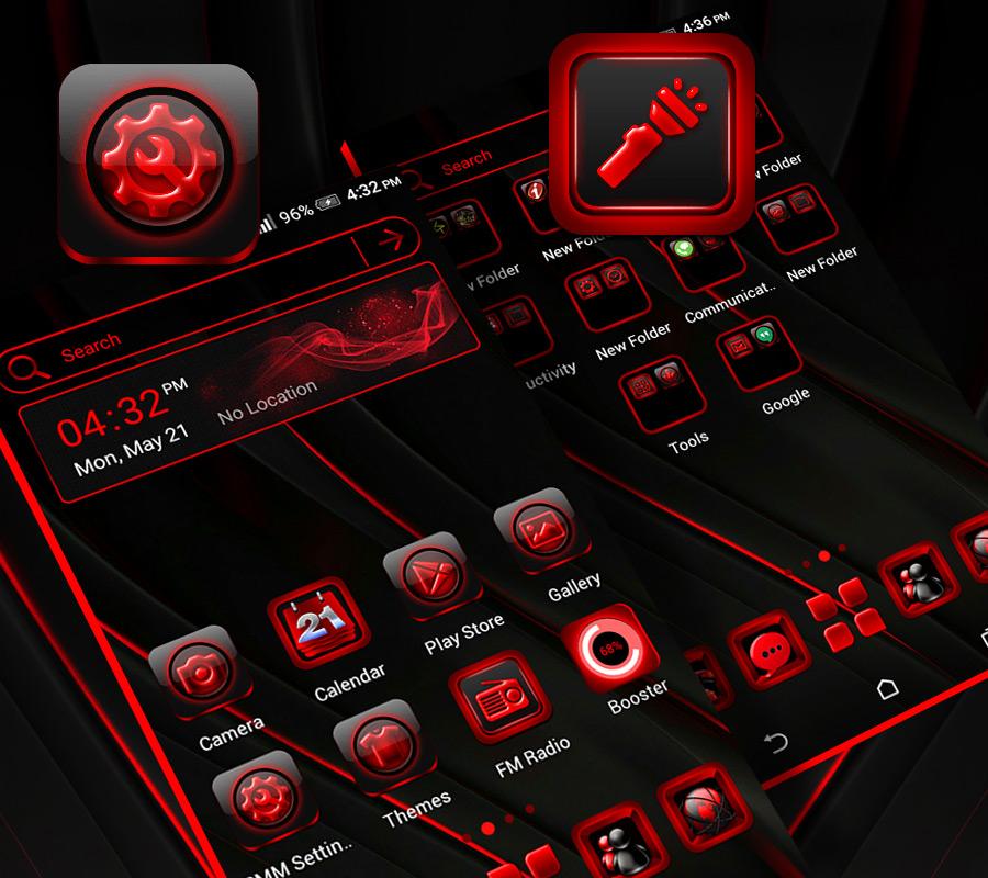 اسکرین شات 4 برنامه Red Black Launcher Theme