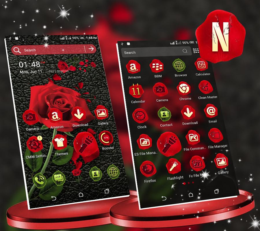 اسکرین شات 3 برنامه Rose in Black Launcher Theme