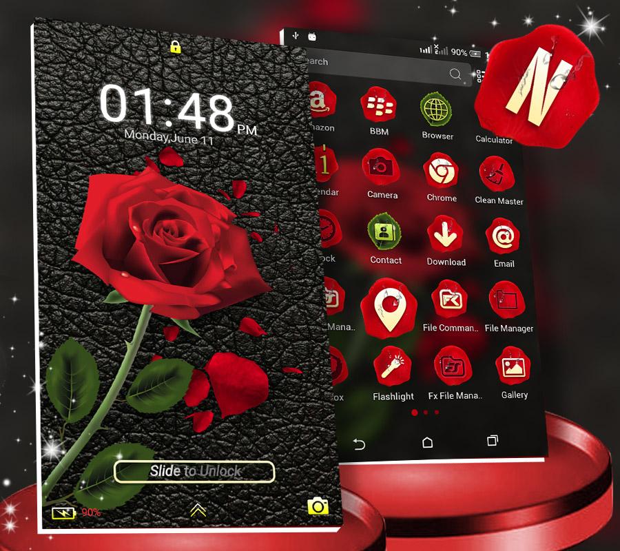 اسکرین شات 4 برنامه Rose in Black Launcher Theme