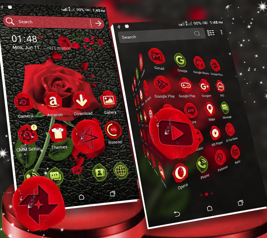 اسکرین شات 5 برنامه Rose in Black Launcher Theme