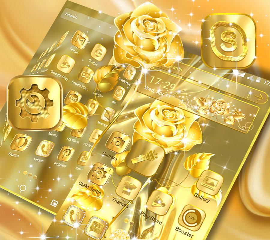 اسکرین شات 4 برنامه Golden Rose Launcher Theme