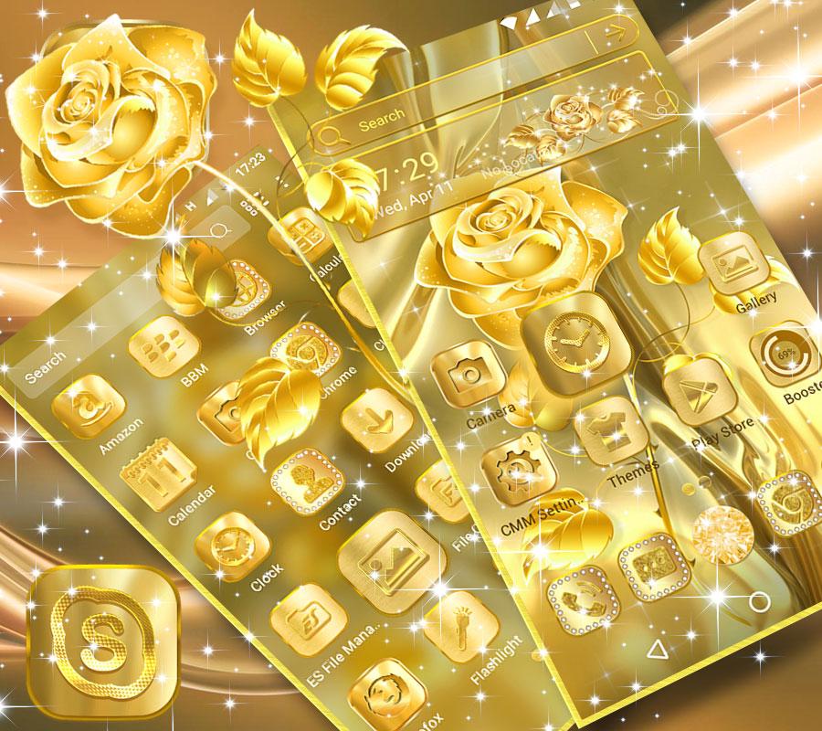 اسکرین شات 3 برنامه Golden Rose Launcher Theme