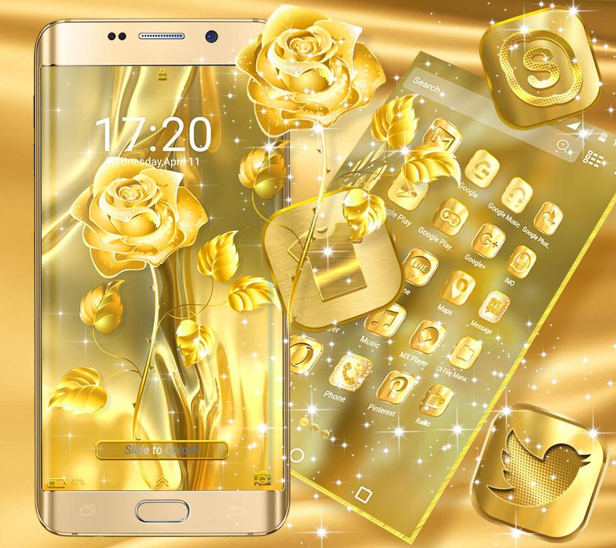 اسکرین شات 6 برنامه Golden Rose Launcher Theme